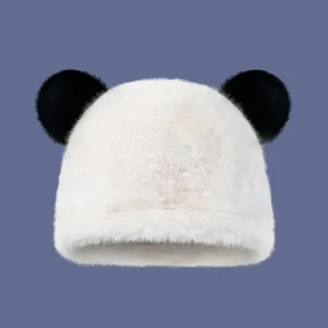 WPCTHABH0111-01 Adorable Cartoon Panda Ear Plush Hat Winter Warm Hat