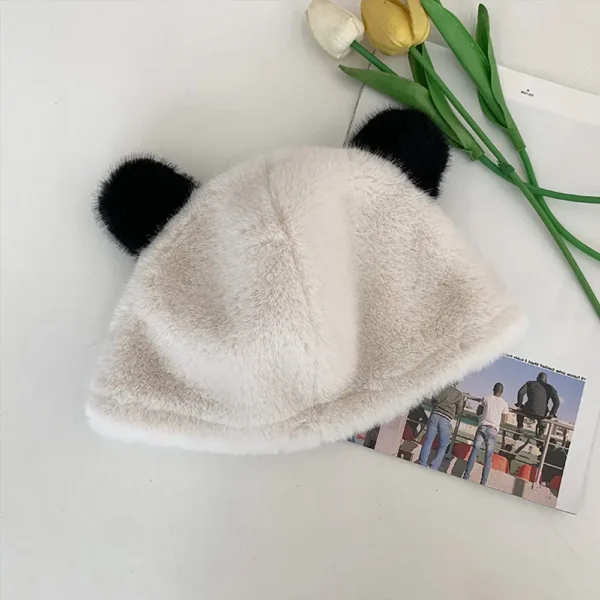 Adorable Cartoon Panda Ear Plush Hat Winter Warm Hat