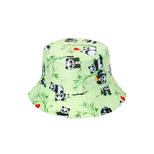 WPCTHABH0121 Adorable Panda Cartoon Sunshade Summer Bucket Hat Green