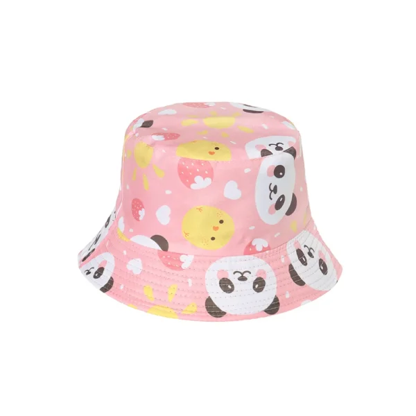 WPCTHABH0123 Adorable Panda Cartoon Sunshade Summer Bucket Hat Pink