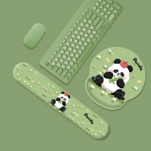 WPASMP000091-0092 Armrest Mouse Pad Cute Panda with Bamboo 3D Silicone