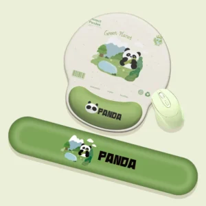 WPASMP000093-0094 Armrest Mouse Pad Panda Eating-Bamboo 3D Natural Rubber