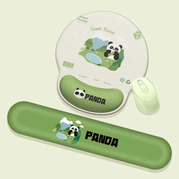 Armrest Mouse Pad Panda Eating-Bamboo 3D Natural Rubber