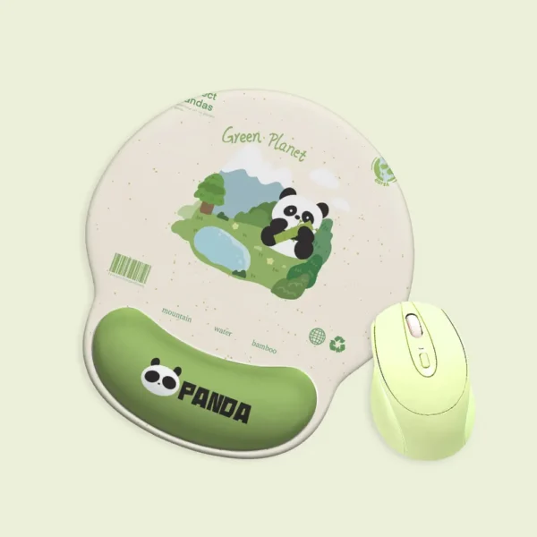 Armrest Mouse Pad Panda Eating-Bamboo 3D Natural Rubber