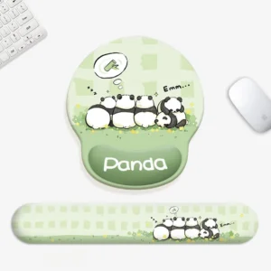 WPASMP000099-0100 Armrest Mouse Pad Sitting Together Pandas 3D Natural Rubber