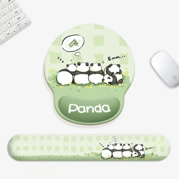 Armrest Mouse Pad Sitting Together Pandas 3D Natural Rubber