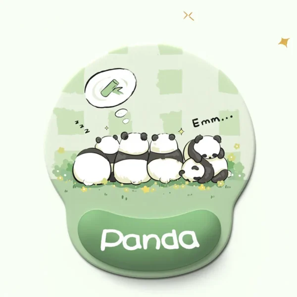 Armrest Mouse Pad Sitting Together Pandas 3D Natural Rubber