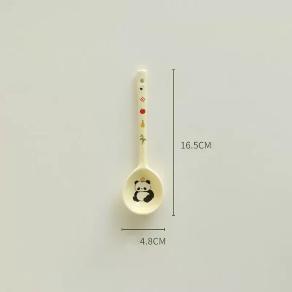 WPHHTW000209 Cute Panda with Flowers Ceramic Spoon Long Handle Home Use