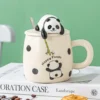 WPLSCPMU0209 Cute Cartoon Panda Ceramic Mug with Lid Coffee Cup