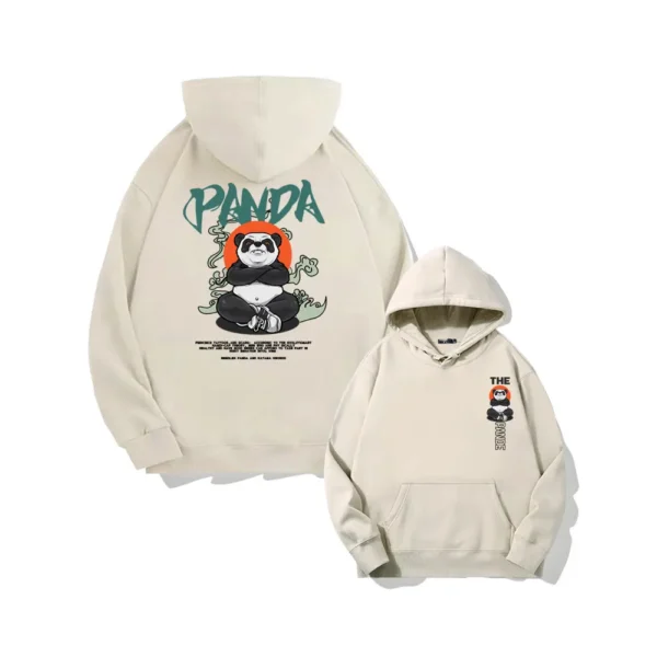 WPCTSS000383 Designer Trendy Panda Hoodie for Men Loose-Fit Sweatshirt Apricot
