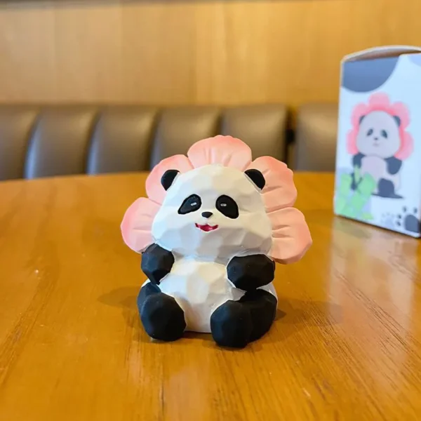Original Wood Carving Style Panda Figurine Exquisite Desk Decor