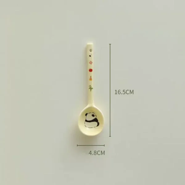 WPHHTW000210 Cute Panda with Flowers Ceramic Spoon Long Handle Home Use