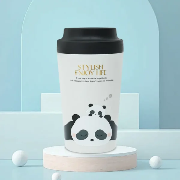 WPLSCPTM0144 Cute Panda Pattern Ceramic-Lined Coffee Insulated Cup Thermos