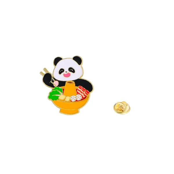 WPDCBR000146 Hotpot Panda-Themed Brooch Cute Cartoon Badge Bag Accessory