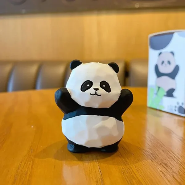 Original Wood Carving Style Panda Figurine Exquisite Desk Decor