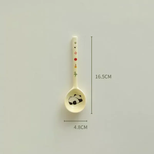 WPHHTW000211 Cute Panda with Flowers Ceramic Spoon Long Handle Home Use