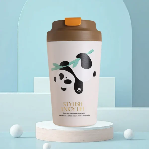 WPLSCPTM0145 Cute Panda Pattern Ceramic-Lined Coffee Insulated Cup Thermos