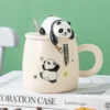 WPLSCPMU0212 Cute Cartoon Panda Ceramic Mug with Lid Coffee Cup