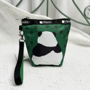 WPBGHB000216 Cartoon Panda Printed Small Square HandBag Mini Clutch Green