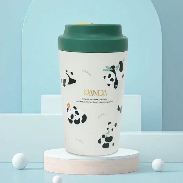 WPLSCPTM0142 Cute Panda Pattern Insulated Cup Thermos Green