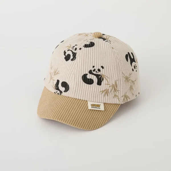 WPCTHASC0053 Cute Little Panda Corduroy Baby Kids Baseball Cap Snapback Cap khaki
