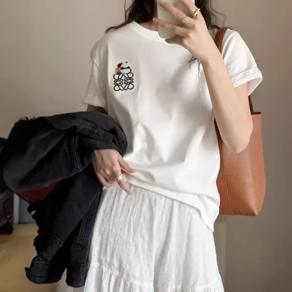 WPCTTS000695 Panda and You Creative Design Embroidered Short-Sleeve T-Shirt