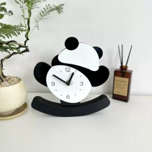 WPHHCL000243 Cartoon Creative Panda Bobblehead Design Silent Clock