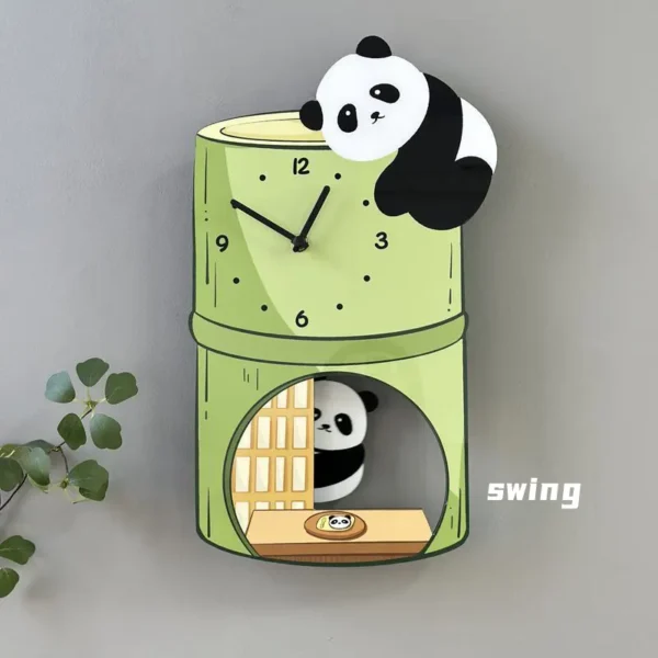 WPHHCL000247 Cartoon Creative Panda Decorative Wall Clock Silent Home Clock