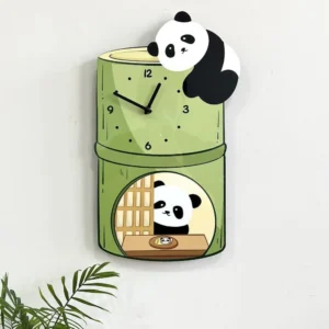 WPHHCL000246 Cartoon Creative Panda Decorative Wall Clock Silent Home Clock
