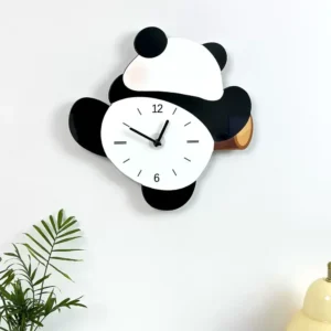 WPHHCL000241-00 Cartoon Creative Panda Wall Clock Decorative Silent Clock