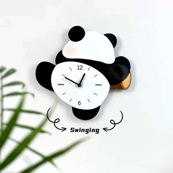 WPHHCL000241-02 Cartoon Creative Panda Wall Clock Decorative Silent Clock