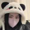 Cartoon Cute Blush Panda Hat Thickened Fleece Headwrap
