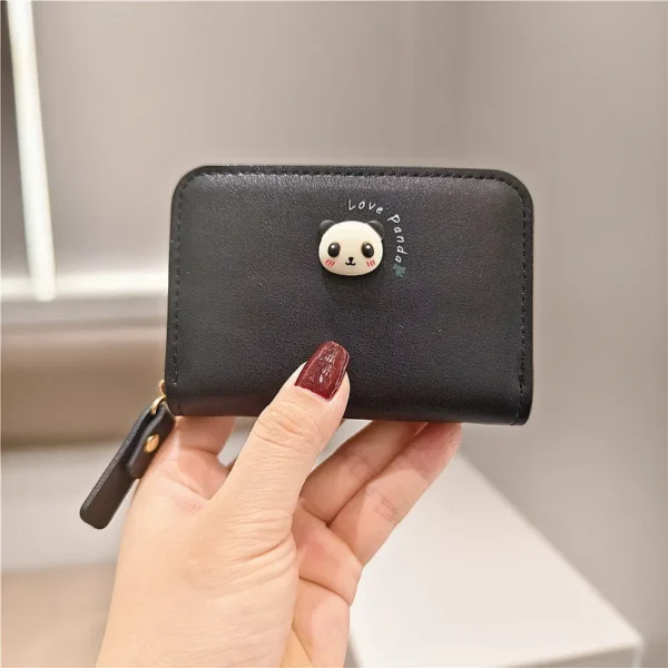 WPBGWC000187 Cartoon Cute Little Panda Multi Card Holder Wallet Coin Purse Black