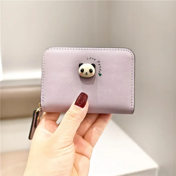 WPBGWC000190 Cartoon Cute Little Panda Multi Card Holder Wallet Coin Purse Purple