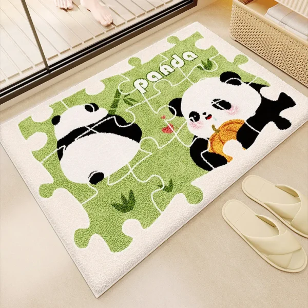 WPHHCR000081 Cartoon Cute Panda Bathroom Non-Slip Faux Cashmere Rug Mat