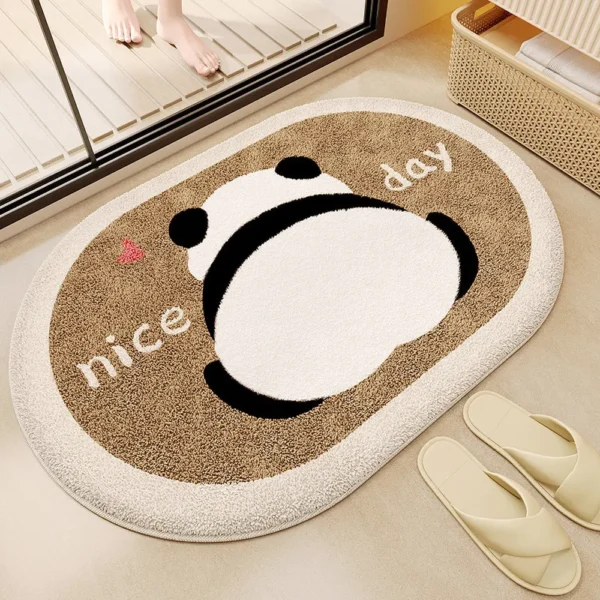 WPHHCR000082 Cartoon Cute Panda Bathroom Non-Slip Faux Cashmere Rug Mat