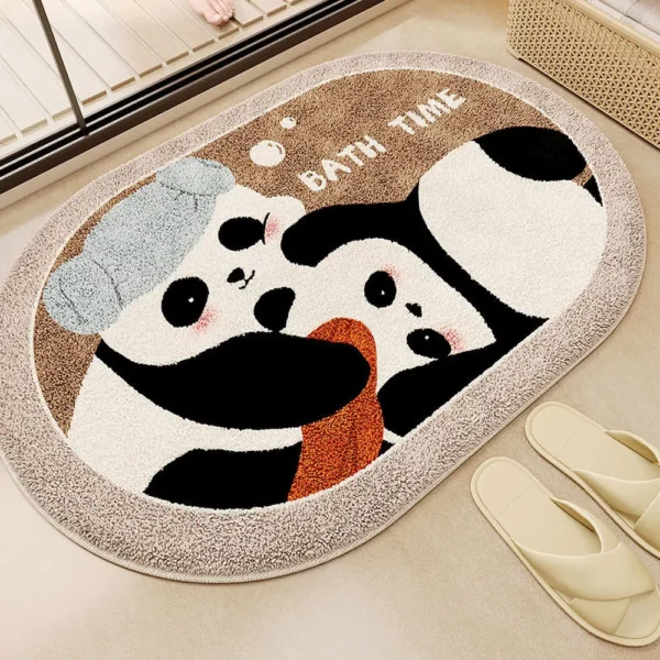WPHHCR000083 Cartoon Cute Panda Bathroom Non-Slip Faux Cashmere Rug Mat