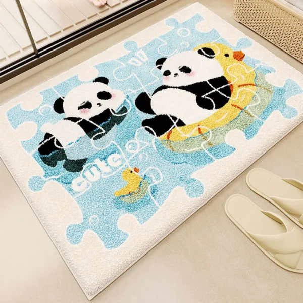 WPHHCR000085 Cartoon Cute Panda Bathroom Non-Slip Faux Cashmere Rug Mat