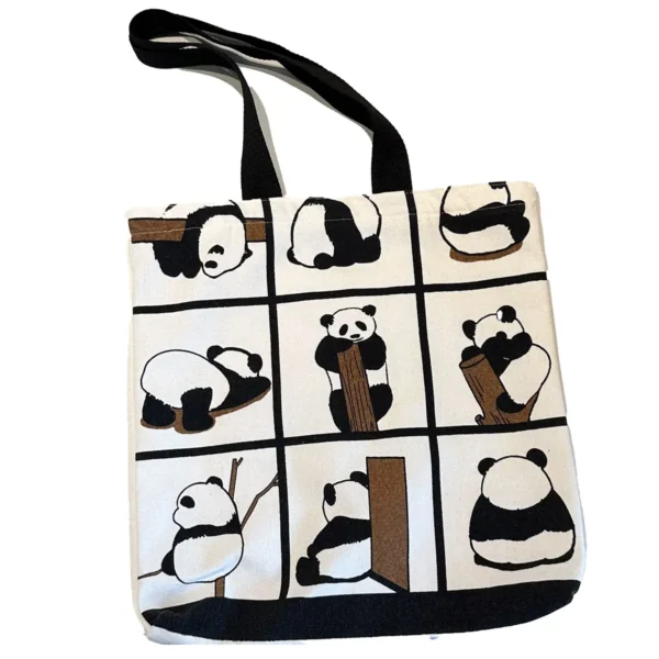 WPBGST000044-04 Cartoon Cute Panda Canvas Tote Bag Large Shoulder Bag