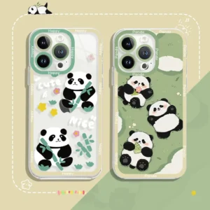 Cartoon Cute Panda in Spring Apple iPhone Protective Case