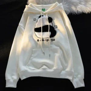 WPCTSS000299-01 Cartoon Cute Plush Panda Hooded Sweatshirt for Women