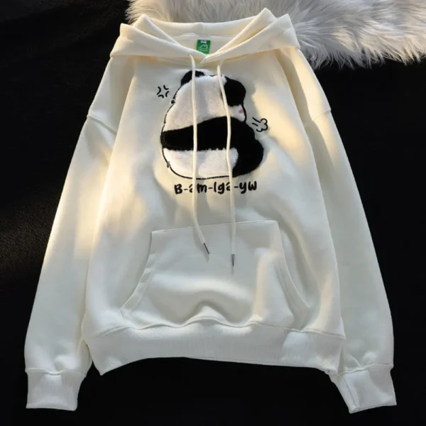 WPCTSS000299-01 Cartoon Cute Plush Panda Hooded Sweatshirt for Women
