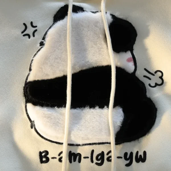 WPCTSS000299-02 Cartoon Cute Plush Panda Hooded Sweatshirt for Women
