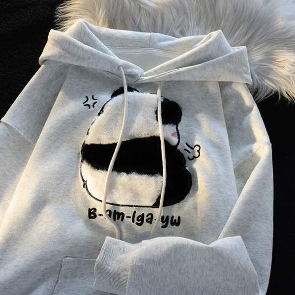 WPCTSS000302 Cartoon Cute Plush Panda Hooded Sweatshirt for Women