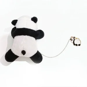 Cartoon Lying Panda Plush Toy Doll Brooch Pin