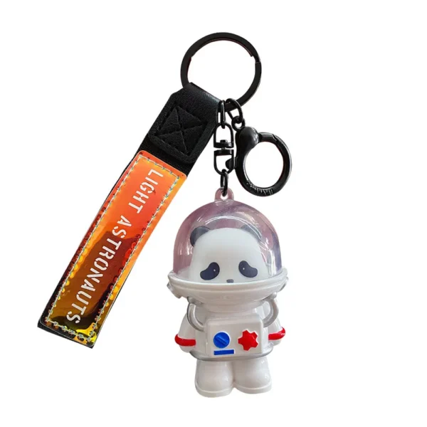 Cartoon Panda Astronaut Keychain Light-Up Feature Bag Charm
