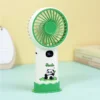 WPLSFN000243-01 Cartoon Panda Bamboo Mini Handheld Fan with Display