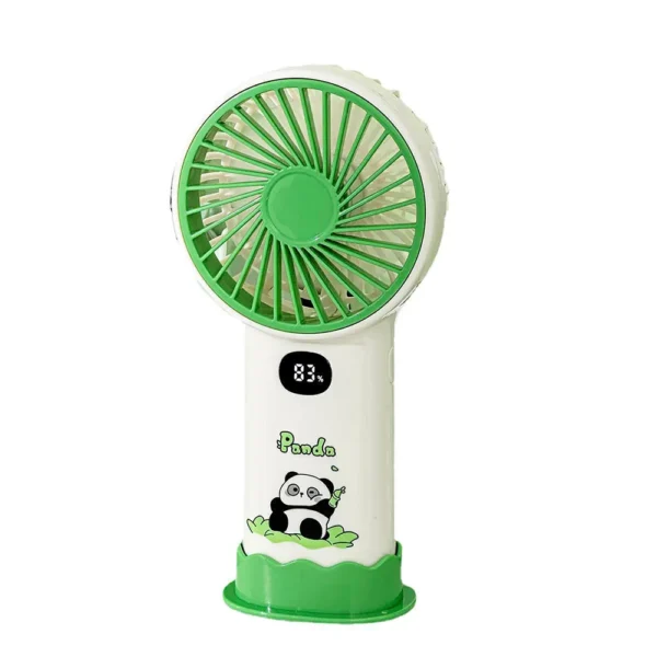 WPLSFN000243-03 Cartoon Panda Bamboo Mini Handheld Fan with Display