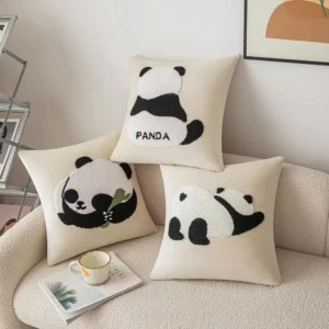 WPHHCS000010-0017-01 Cartoon Panda Embroidery Decorative Throw Pillow Cushion
