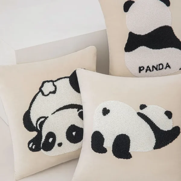 WPHHCS000010-0017-03 Cartoon Panda Embroidery Decorative Throw Pillow Cushion